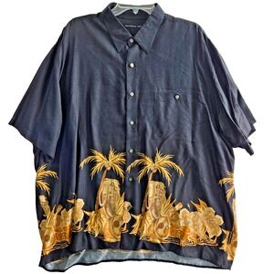 Natural Issue Tropical Short Sleeve Mens Size XXL Black Relaxed Comfort Vacation